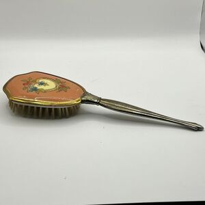 Vintage Hair Brush Vanity Floral‎ Heart Design Gold Tone Handle Antique
